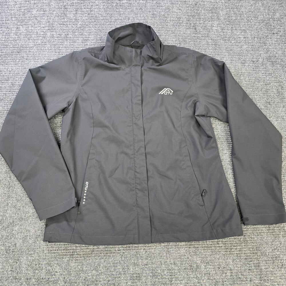 OTU Womens Medium Gray Waterproof Hooded Rain Jacket Outdoor Hiking Shell
